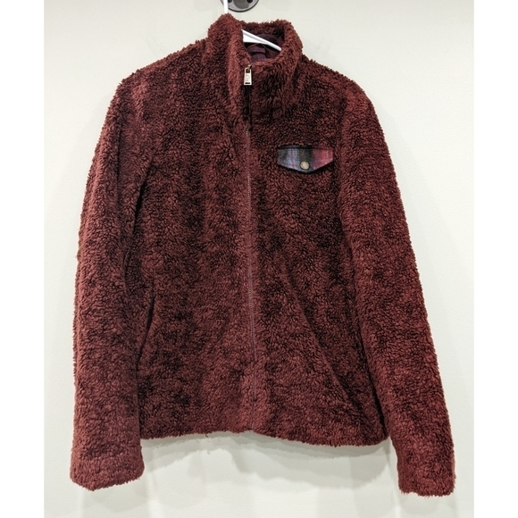 Pendleton Shaggy Fleece Full Zip Jacket Plaid Collar Detail Size Small - Picture 4 of 7